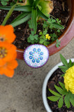 Mandala Stone, Small Hand Painted Rock, Purple, Coral, Teal, Round Mandala