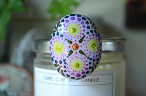 Mandala Fridge Magnet, Painted Rock Magnet, Hand Painted Magnet, Kitchen Decor, Purple and Teal