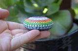 Mandala Stone, Painted Rock, Mandala Rock, Rainbow Dot Art, Hand Painted Rock, Boho Decor