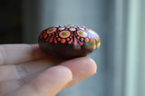 Hand Painted Sea Bean, Mini Mandala, drift seed, Red Mandala, painted rock section