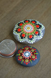Fridge Magnet Set, Painted Rock Mandalas, Mini Mandala Magnets, Kitchen Decor Red Black