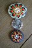 Fridge Magnet Set, Painted Rock Mandalas, Mini Mandala Magnets, Kitchen Decor Red Black