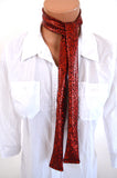 Red Metallic Scarf Women's Neck Tie Lightweight Layering Christmas Gift Holiday Scarf Red Neck Bow - hisOpal Swimwear - 1