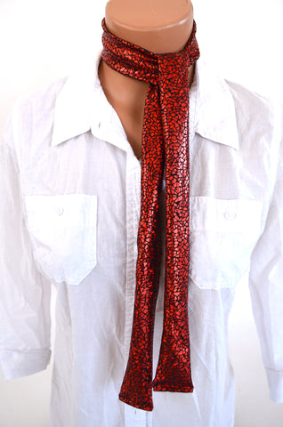 Red Metallic Scarf Women's Neck Tie Lightweight Layering Christmas Gift Holiday Scarf Red Neck Bow