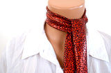 Red Metallic Scarf Women's Neck Tie Lightweight Layering Christmas Gift Holiday Scarf Red Neck Bow - hisOpal Swimwear - 4