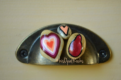 Cute Fridge Magnets, Hand Painted Rock, Mini Magnets, 3 Refrigerator Magnets