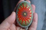 Red Mandala Stone, Hand Painted Rock, Unique Decor Red, Meditation Stone, Boho