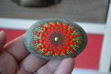 Red Mandala Stone, Hand Painted Rock, Unique Decor Red, Meditation Stone, Boho