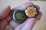 Cute Fridge Magnets, Hand Painted Rock, Mandala Magnets, 2 Refrigerator Magnets, Kitchen Decor
