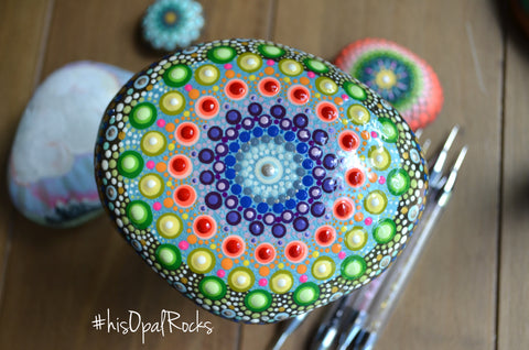 Painted Rock Rainbow, Rainbow Love Art, Hand Painted Rock Art, Rainbow Mandala Stone, Resin