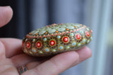 Mandala Stone, Hand Painted Rock, Boho Decor, Wedding Gift Mandala, Jewel Drop