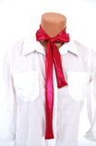 Metallic Ruby Red Scarf Women's Neck Tie Lightweight Layering Skinny Tie Red Scarf Red Hair Tie - hisOpal Swimwear - 3