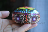 Sacred Geometry Mandala Stone, Hand Painted Rock, Rainbow Mandala, Boho Decor