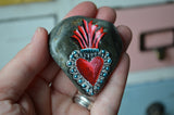 Prayer Rock, Sacred Heart, Hand Painted Rock, Decor Art, Meditation Stone