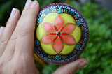 Sacred Geometry Mandala Stone, Hand Painted Rock, Rainbow Mandala, Boho Decor