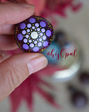 Small Mandala, Hand Painted Sea Bean, Mini Mandala, hamburger drift seed, painted rock section