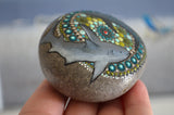 Shark Mandala Stone, Hand Painted Rock, Yin Yang Sharks, Ocean Mandala, Shark Lover's Gift