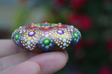 Rainbow Mandala Stone, Hand Painted Rock, Boho Decor, Jewel Drop Mandala, Painted Rock
