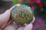 Rainbow Mandala Stone, Hand Painted Rock, Boho Decor, Jewel Drop Mandala, Painted Rock