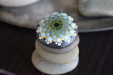 Small Mandala Stone, Hand Painted Rock, Mini Mandala, hisOpal Rocks, Gift for Her, Grey