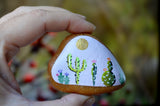 Painted Cactus Rock, Desktop Decor, Cactus Art, Hand Painted Rock, Southwestern Decor, Cacti