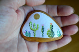 Painted Cactus Rock, Desktop Decor, Cactus Art, Hand Painted Rock, Southwestern Decor, Cacti