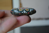 Small Mandala Stone, Hand Painted Rock, Mini Mandala, Red and Gold, Boho Decor