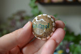 Small Mandala Stone, Hand Painted Rock, Mini Mandala, Coral and Green, Boho Decor