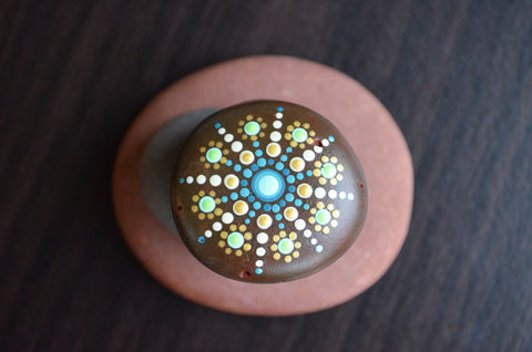 Hand Painted Rock, Prayer Rock, Small Mandala Stone, Decor Art, Mandala Painted Art