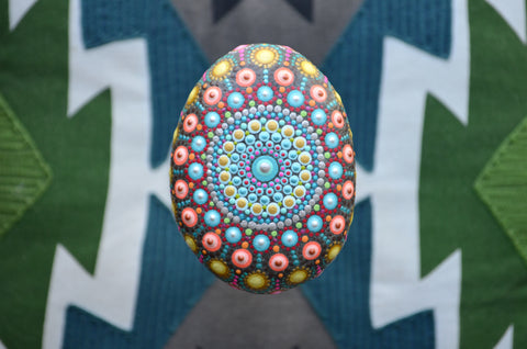 Southwestern Decor, Mandala Stone, Boho Decor, Housewarming Gift, Painted Rock Gift