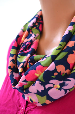 Infinity Scarf Floral Print Cravat Lightweight Scarf Head Wrap Unisex Ascot Gift Under 20