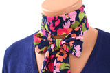 Womens Neck Tie Floral Print Necktie Neck Scarf Lightweight Scarf Hair Tie Ascot Tie Posies Print - hisOpal Swimwear - 6