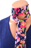 Womens Neck Tie Floral Print Necktie Neck Scarf Lightweight Scarf Hair Tie Ascot Tie Posies Print - hisOpal Swimwear - 3