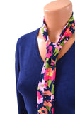Womens Neck Tie Floral Print Necktie Neck Scarf Lightweight Scarf Hair Tie Ascot Tie Posies Print - hisOpal Swimwear - 4