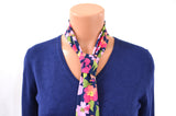 Womens Neck Tie Floral Print Necktie Neck Scarf Lightweight Scarf Hair Tie Ascot Tie Posies Print - hisOpal Swimwear - 5