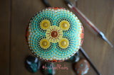 Teal Sun Mandala, Hand Painted Rock, Mandala Stone, Mandala Paperweight, Gift for Her