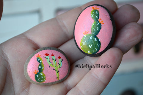 Cactus Fridge Magnets, Painted Rock Magnets, Mini Cactus Magnets, Refrigerator Magnets, Kitchen Decor