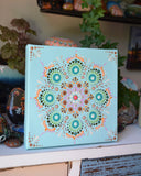 Original Painted Canvas Art, Mandala Art, hisOpal Art, Mandala Canvas 6x6 inch, Southwest Decor, Boho Decor