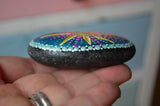 Hand Painted Rock, Desktop Decor, Teal Sunburst, Paperweight, Housewarming Gift, Gift for Her