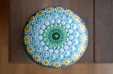 Teal Mandala Stone, New Mommy Gift, Baby Shower, Hand Painted Rock, Mandala Decor