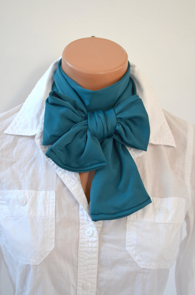 Teal Scarf Extra Thick Neck Tie Lightweight Scarf Head Wrap Thick Neck Bow Neck Warmer Bow Tie - hisOpal Swimwear - 1