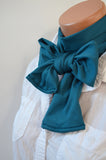 Teal Scarf Extra Thick Neck Tie Lightweight Scarf Head Wrap Thick Neck Bow Neck Warmer Bow Tie - hisOpal Swimwear - 2