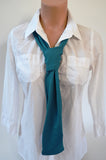 Teal Scarf Extra Thick Neck Tie Lightweight Scarf Head Wrap Thick Neck Bow Neck Warmer Bow Tie - hisOpal Swimwear - 4