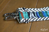 Hand Made Purse Strap, "Baja" Black and White Back, Over the Shoulder Strap 34.5 inches