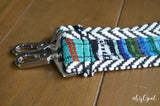 Hand Made Purse Strap, "Baja" Black and White Back, Over the Shoulder Strap 34.5 inches