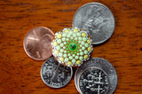 Tiny Mandala, Painted Rock Magnet, Boho Kitchen Decor, Mini Mandala, Green and Yellow