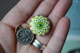 Tiny Mandala, Painted Rock Magnet, Boho Kitchen Decor, Mini Mandala, Green and Yellow