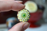 Tiny Mandala, Painted Rock Magnet, Boho Kitchen Decor, Mini Mandala, Green and Yellow