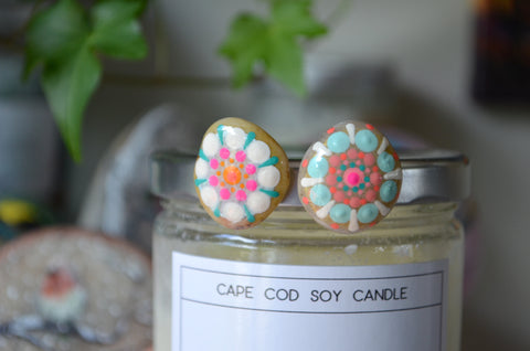Two Cute Fridge Magnets, Painted Rock Magnets, Mini Mandala Magnets, Refrigerator Magnets