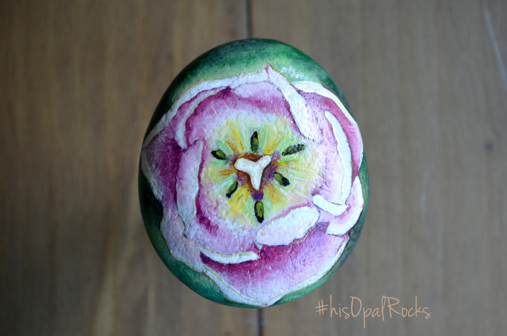 Hand Painted Rock, Painted Tulip, Flower Paperweight, Floral Home Decor, Unique Gift for Her